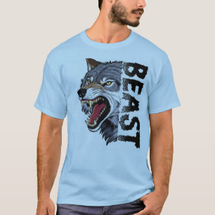 T-shirt graphique à tête de loup en colère en mode
