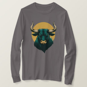 T-shirt graphique à tête de taureau majestueuse –