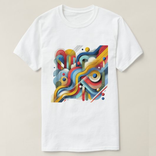 T-shirt Graphique Abstrait Coloré Blanc (Design devant)