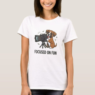 T-shirt Graphique amusant de photographe de chiot Boxer mi