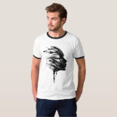 T-Shirt Graphique Art Visage Liquide Abstrait (Devant entier)