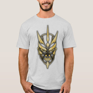 T-shirt graphique au masque de samouraï doré