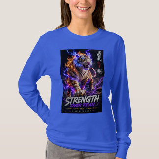 T-shirt graphique au tigre avec force sur la peur