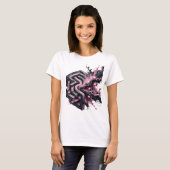 T-shirt graphique avec art abstrait rose moderne (Devant entier)