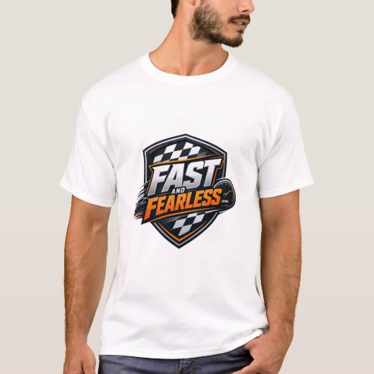 T-shirt graphique avec bouclier de course 'Rapide  (Devant)