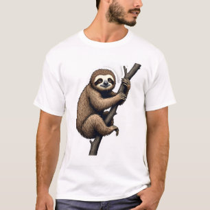 T-shirt graphique avec gravure vintage de paresseu