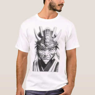 T-shirt graphique avec masque de samouraï noir