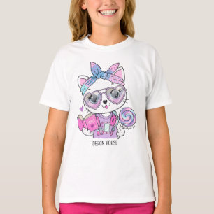 T-shirt graphique avec une fille mignonne et tenda