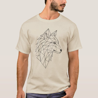 T-shirt graphique avec visage de loup en art linéa