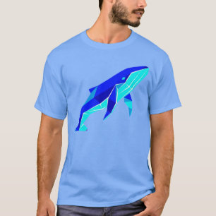 T-shirt graphique baleine bleue géométrique origam