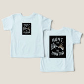 T-shirt graphique blanc « Chasse ou sois chassé » (Design Recto & Verso)
