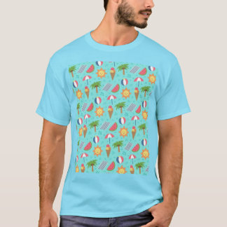 T-shirt graphique bleu à motif estival de plage tr