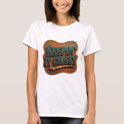 T-shirt graphique bleu gras KEEPIN' IT CRAZY (Devant)