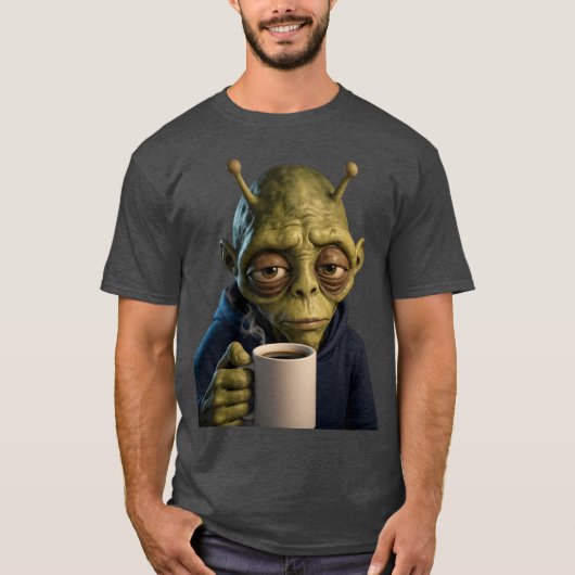 T-shirt graphique Café Matinal Alien Fatigué (Devant)