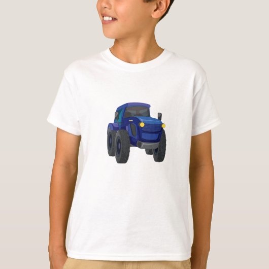 T-shirt graphique camion de construction bleu pour (Devant)