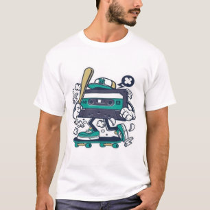 T-Shirt Graphique Cassette Skater Rétro Années 80