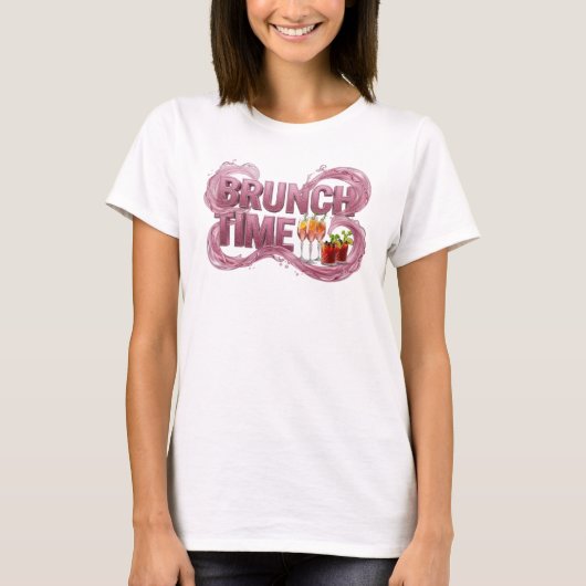 T-shirt graphique « Catchy Pink BRUNCH TIME » (Devant)