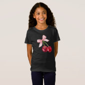 T-shirt graphique cerise et bow mignonne (Devant entier)