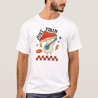 T-Shirt Graphique Champignon Juste en Train de Vib