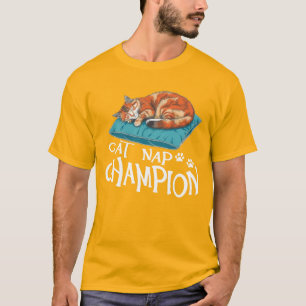 T-Shirt Graphique Champion de la Sieste de Chat