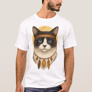T-Shirt Graphique Chat aux Yeux Bleus Bohème Attra