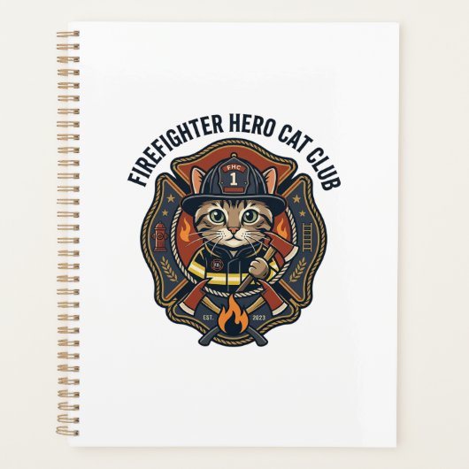 T-shirt graphique chat héros pompier - Feu (Devant)