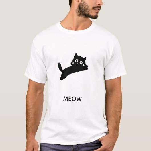 T-shirt graphique chat mignon minimaliste (Devant)
