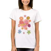 T-shirt graphique cœur floral des années 70 Tout c