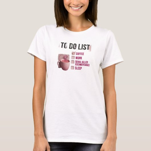 T-shirt graphique COFFEE WORK TRUE CRIME Rose Auda (Devant)