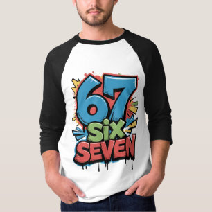 T-shirt graphique coloré Pop Art 67 Six Seven pour