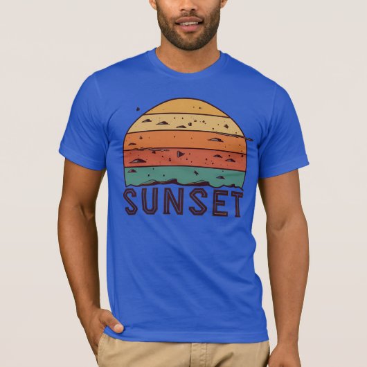 T-Shirt Graphique Coucher de Soleil Rétro (Devant)