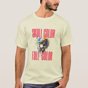 T-Shirt Graphique Couleur Complète de Crâne