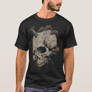 T-shirt graphique crâne Musicien squelette fête Fe