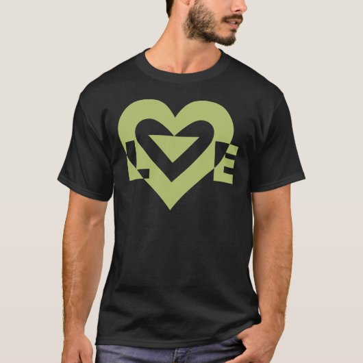 T-shirt Graphique d'amour cool, Vert Sage (Devant)