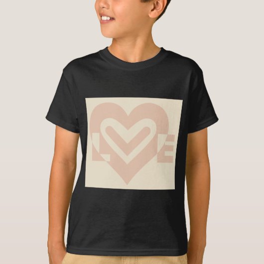 T-shirt Graphique d'amour mignon en beige (Devant)