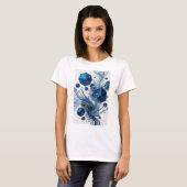 T-shirt graphique d'art abstrait bleu vibrant (Devant entier)
