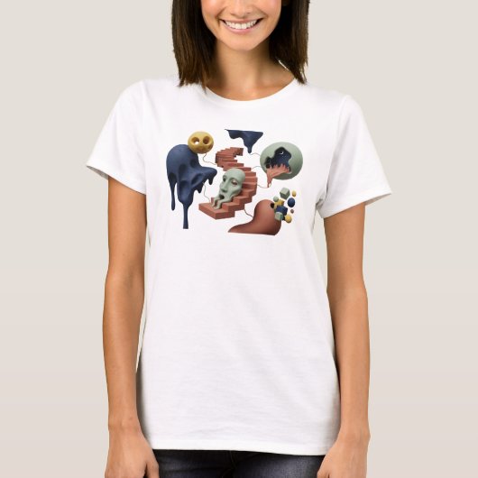 T-shirt graphique d'art abstrait rose saisissant (Devant)