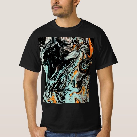 T-Shirt Graphique d'Art Fluide en Marbre Abstrait (Devant)