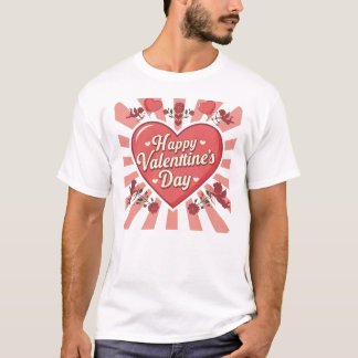 T-shirt Graphique d'art Heureuse Sainte-Valentin de style