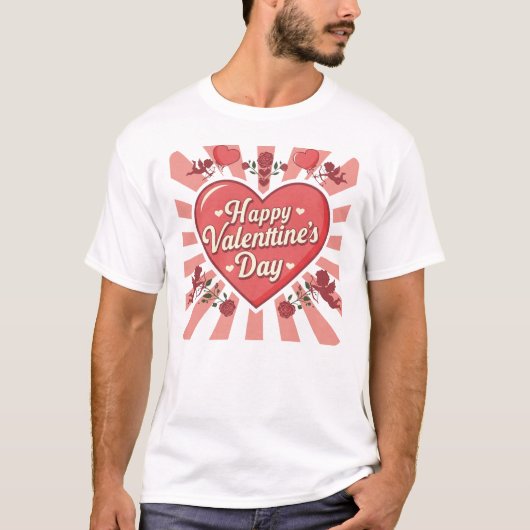 T-shirt Graphique d'art Heureuse Sainte-Valentin de style (Devant)