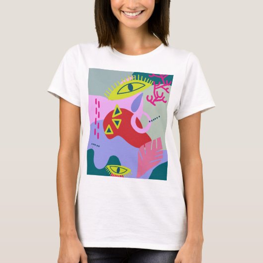 T-shirt Graphique d'art moderne abstrait et coloré (Devant)