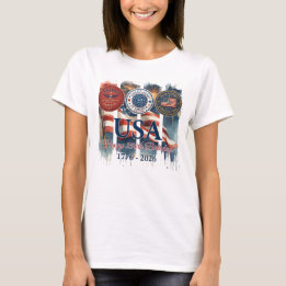 T-shirt Graphique de badge patriotique pour le 250e annive