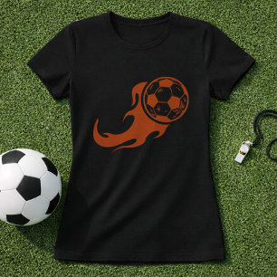 T-shirt Graphique de ballon de football enflammé ; Graphiq