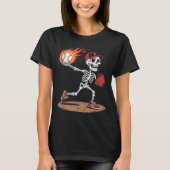 T-shirt Graphique de baseball Flaming Squelette Halloween (Devant)