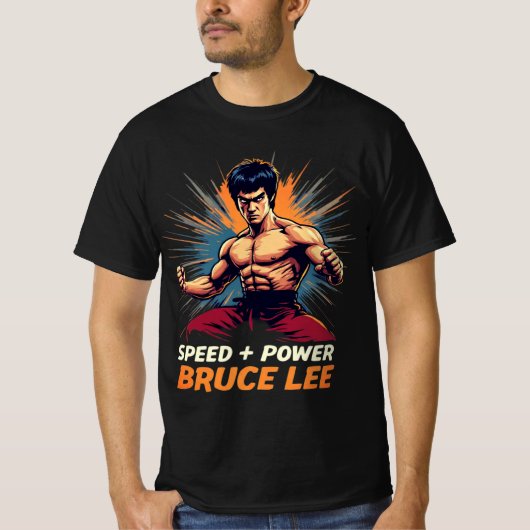 T-shirt Graphique de Bruce Lee "Speed + Power" (Devant)