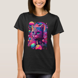 T-shirt Graphique de chat arc-en-ciel coloré
