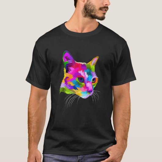 T-shirt Graphique de chat coloré (Devant)