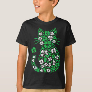 T-shirt Graphique de chat irlandais Shamrock pour la Saint