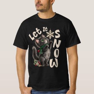 T-shirt Graphique de chat sous la neige