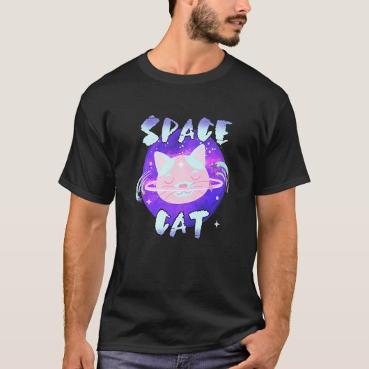 T-shirt Graphique de chat spatial (Devant)